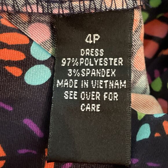 AGB Colorful Floral Geometric Shift Dress Womens Size 4P Groovy - Picture 8 of 12